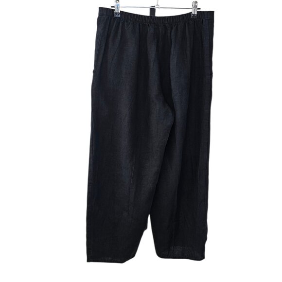 FLAX Womens 100% Linen Wide Leg Pants, Lagenlook, Black, Pockets, Size S - Picture 4 of 9